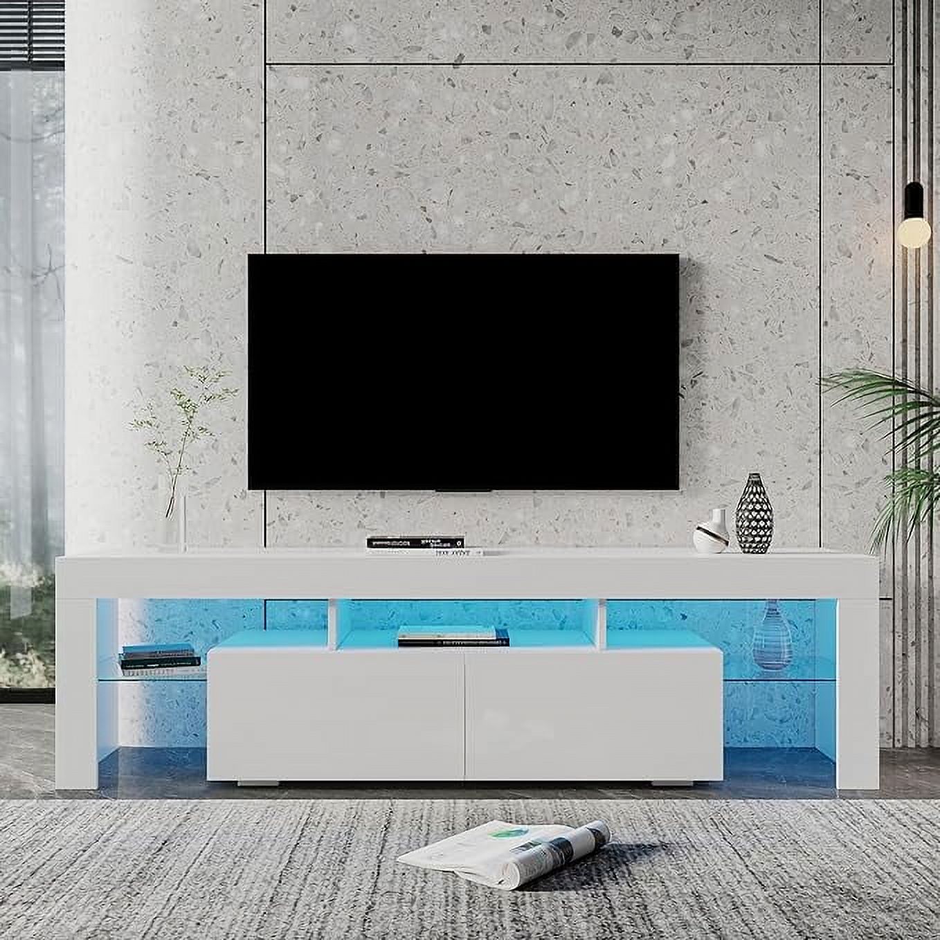 Lostcat 79" TV Stand with 2 Drawers, Modern Television Stands with Open Shelves, Entertainment ...
