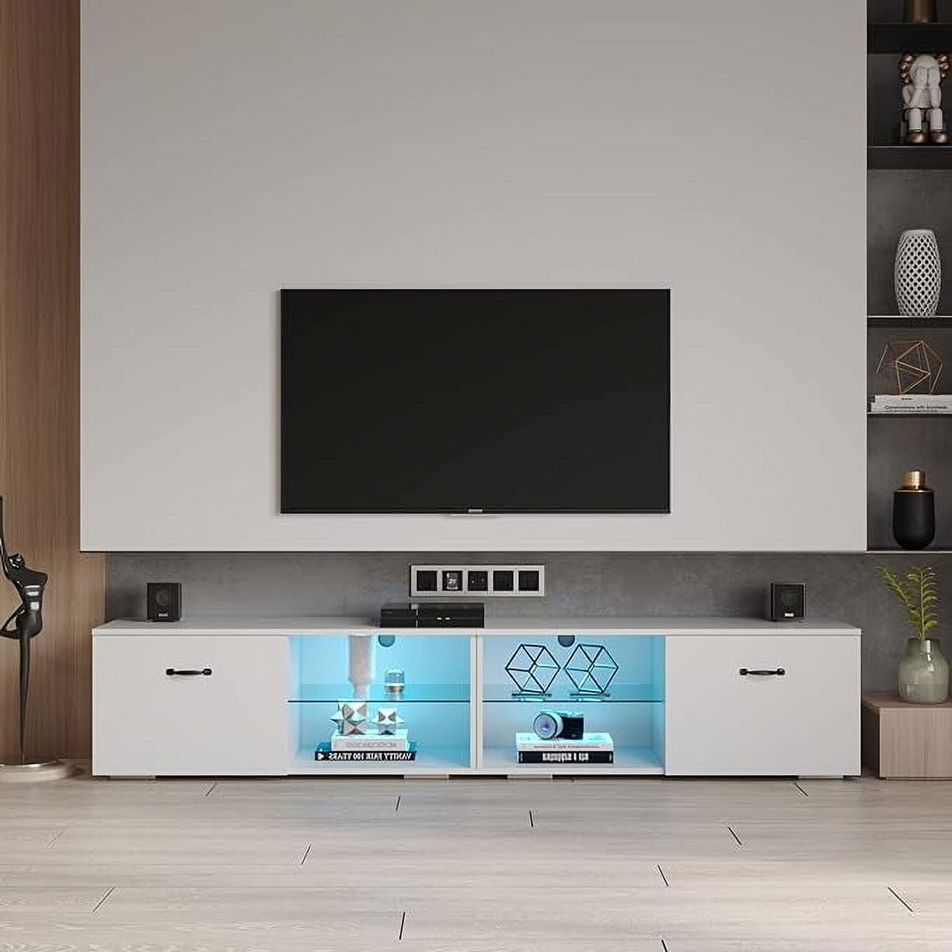 Lostcat 79" TV Stand with Large Storage Space, Modern Television Stands with Open Shelf ...