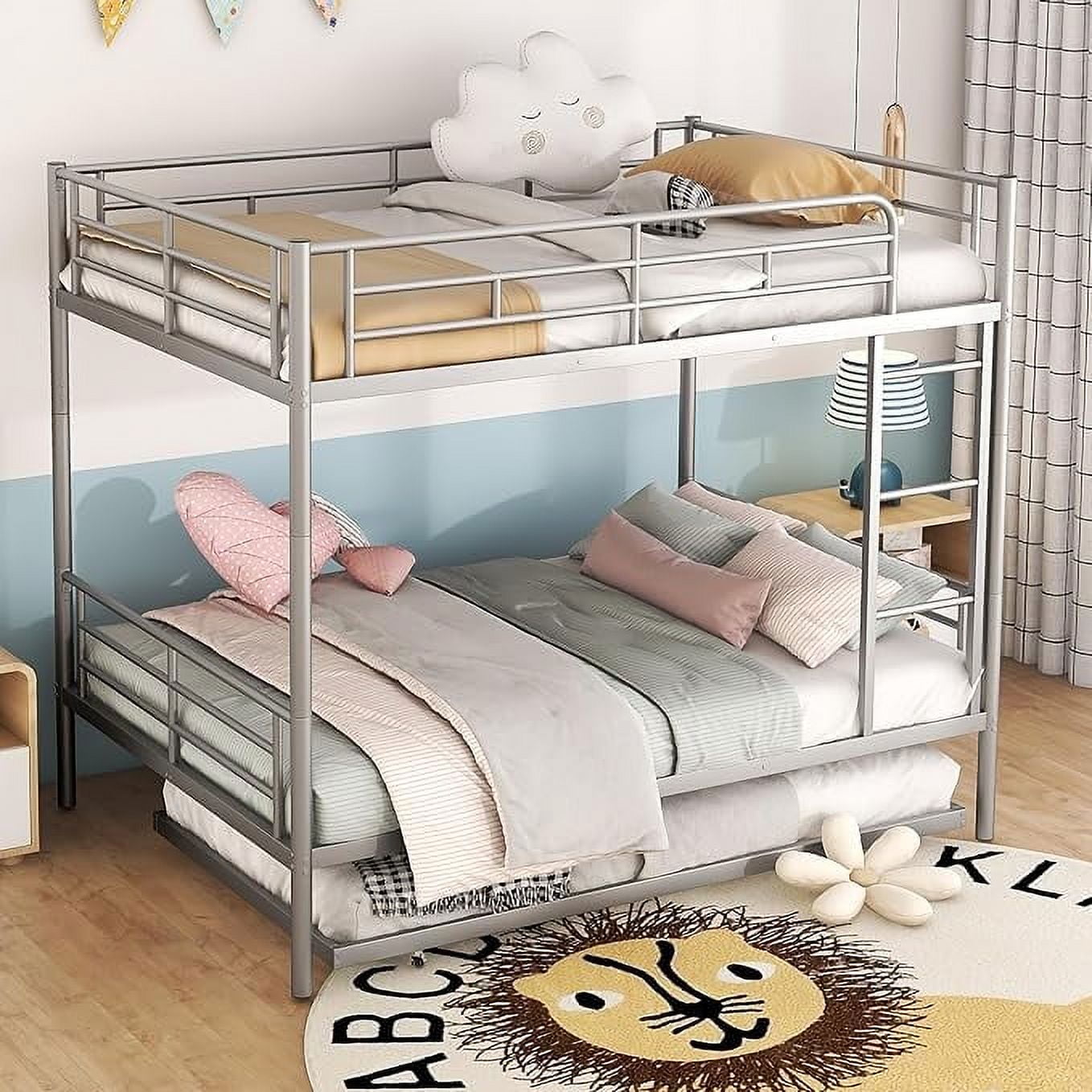 Lostcat Full Over Full Triple Bunk Bed with Trundle & Triple Bunk Beds