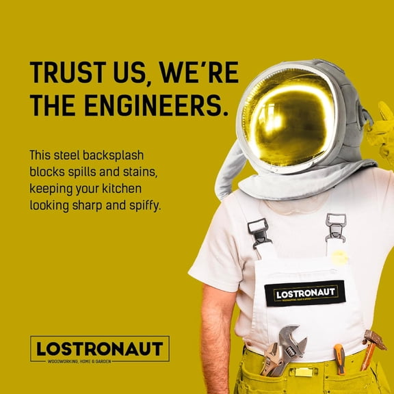 Lostronaut Stainless Steel Backsplash for Kitchen Wall - 24" x 30" Oven Spatter Shield with Pre-Drilled Holes - Mounting Screws & Microfiber Towel - Quick Install Splash Plate Stain Guard for Stove