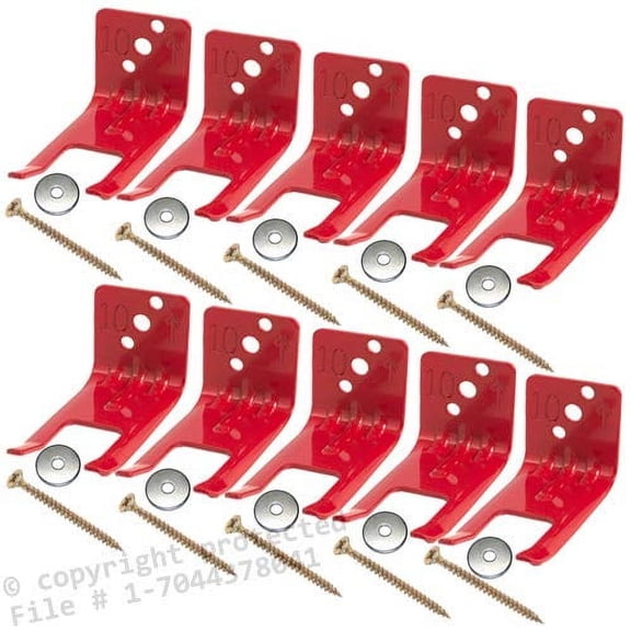 (Lot of 10) Fire Extinguisher Bracket, Wall Hook, Mount, Hanger, Universal from 5 to 13 Lb. Extinguishers, Universal for All Extinguishers with Valve Body Slots, Free Screws or WASHERS