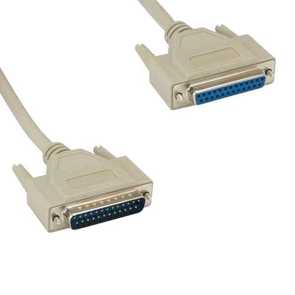 Lot of 10pc Kentek 100 Feet FT DB25 25 Pin Serial Printer Extension Cable Cord 28 AWG Male to Female M/F Molded Straight-Through RS-232 Port Beige for PC Mac Linux Modem