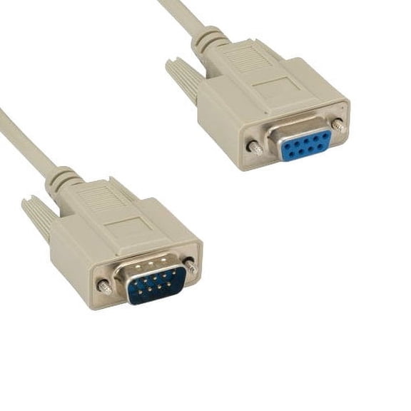Lot of 10pc Kentek 100 Feet FT DB9 9 Pin Serial Extension Cable Cord RS-232 28 AWG Male to Female M/F Molded Straight-Through D-Sub Port Beige for PC Mac Linux Data