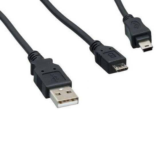 Lot of 10pc Kentek 5 Feet FT USB 2.0 Type A Male to Mini B 5 Pin/Micro B 5 Pin Male Cable 24 AWG High Speed 2 in 1 Cord Dual Data Transfer Sync Charge Power For Digital Camera Cell phone PDA PC MAC
