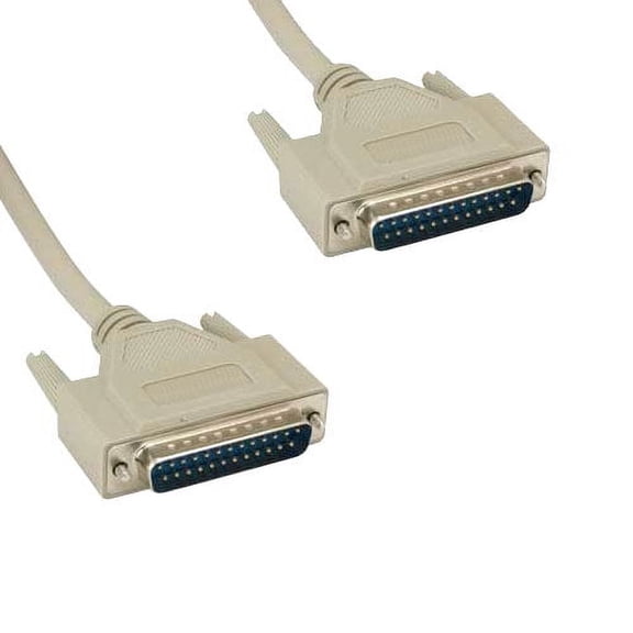 Lot of 10pc Kentek 6 Feet FT DB25 25 Pin Serial Printer Cable Cord 28 AWG Male to Male M/M Molded Straight-Through RS-232 Port Beige for PC Mac Linux Modem