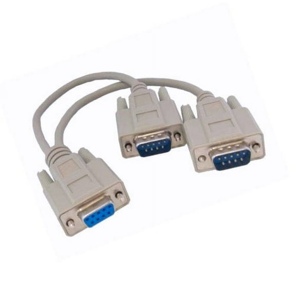 Lot of 10pc Kentek 6 Inch IN DB9 Female to 2x DB9 Male Extension Y Splitter Cable Cord 9 Pin Serial RS-232 28 AWG Female to 2x Male F/Mx2 Molded Straight-Through D-Sub Port Beige for PC Mac Linux Data