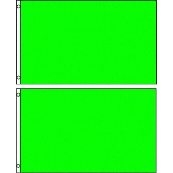 Lot 2 3x5 Solid Plain Neon Green Printed Nylon Flag 3'x5' Advertising Banner
