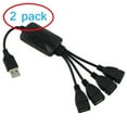 thumbnail image 1 of Lot 2 4 Port USB 2.0 Multi Hub Expansion Splitter High Speed for Pc Laptop Black, 1 of 4