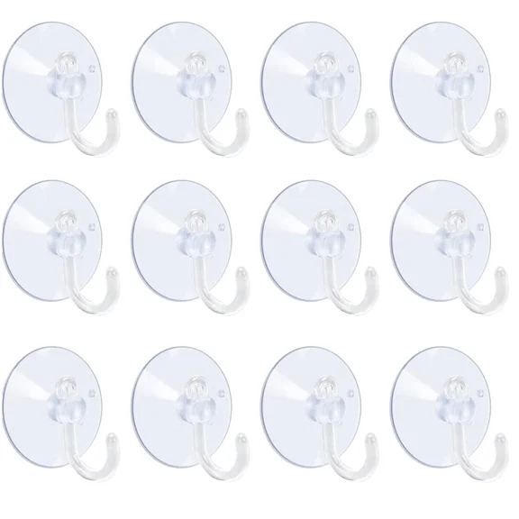 Lot 2 Dorman Hardware Clear Total 12 Suction Cup Hooks Metal Ceramic Glass Tile