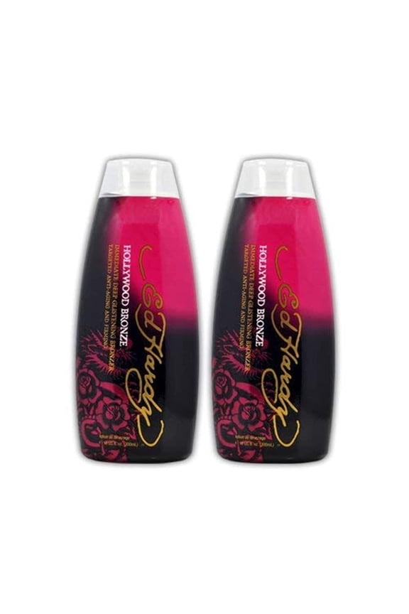 Lot 2 Ed Hardy Hollywood Bronze Indoor Tanning Lotion Accelerator Bronzer Dark