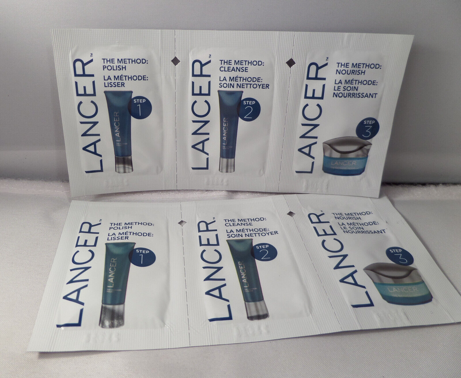 Lot 2 Lancer The Method 3Step POLISH, CLEANSE, NOURISH Sample Packet