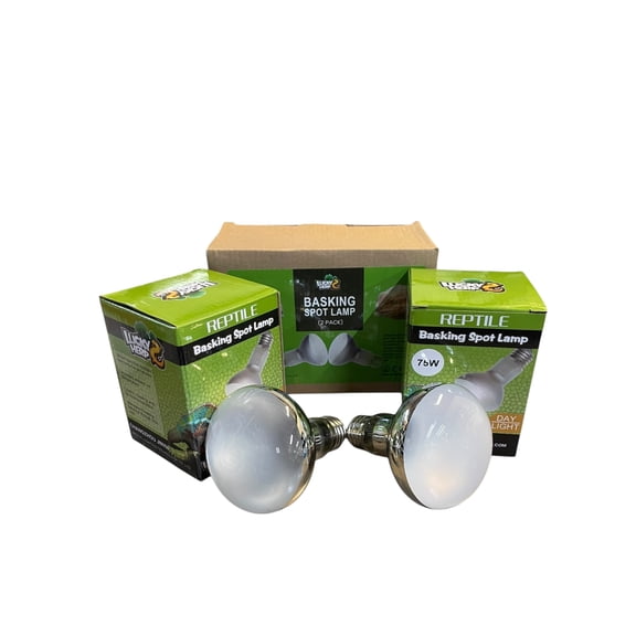 Lot of 2 Lucky Herp Reptile Heat Lamp Bulbs 75W (2nd Gen) Basking Light Bulb for Reptiles & Amphibians Simulated Natural Sunlight Terrarium Heat Lamps for Bearded Dragon Lizard Turtle Tortoise