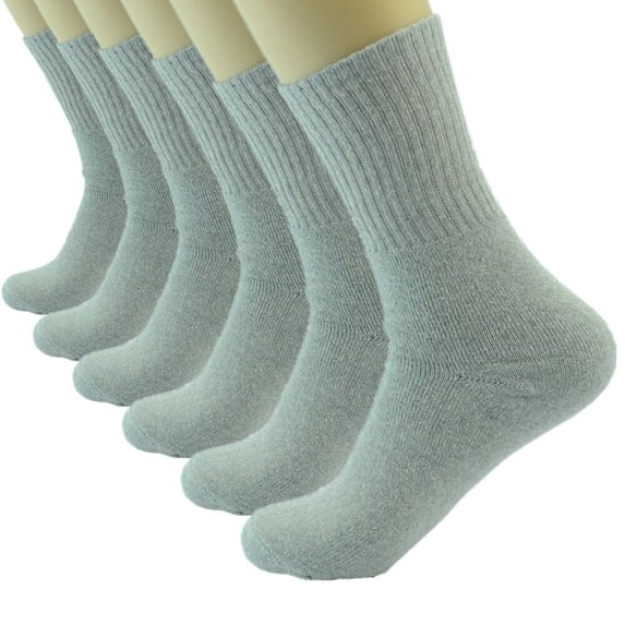 Lot 3-12 Pairs Mens Solid Sports Athletic Work Plain Crew Socks Size 10-13 (Gray, 12 Pack)