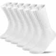 thumbnail image 1 of Lot 3-12 Pairs Mens Solid Sports Athletic Work Plain Crew Socks Size 10-13 (White, 6 Pack), 1 of 2
