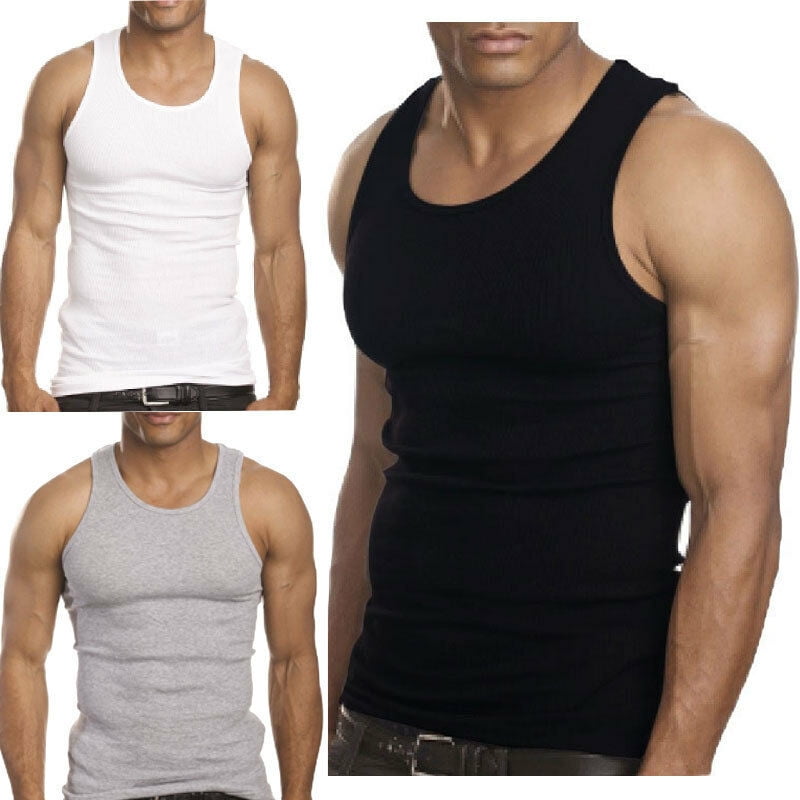 Lot Mens 100% Cotton Assorted Top A-Shirt goyoma Beater Undershirt Ribbed (BLACK/WHITE/ASSORTED) size: M-2XL - Walmart.com