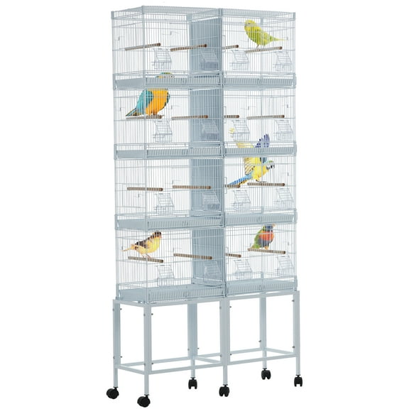 Lot-4 Breeding Bird Cage, Stackable Center Divided Breeder with Removable Tray & Divider, Lockable Caster, for Parrots, Birds & Fincch