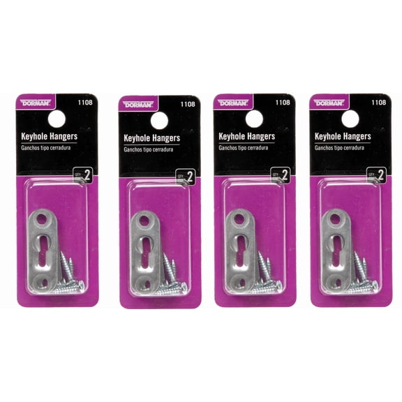 Lot 4 Keyhole Photo Frame 8 Total Hanger Picture Hooks Metal Wood Wall 16 Screws