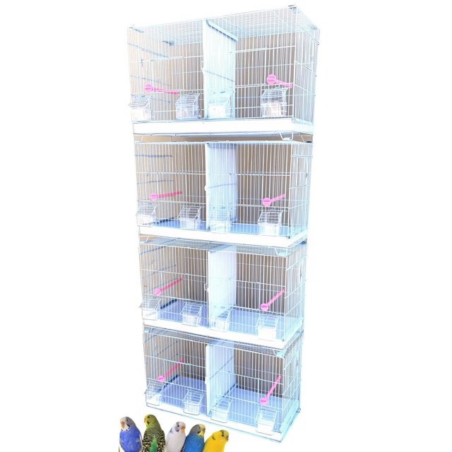 Stack & Lock 4Pack Breeding Bird Cages for Quail, Aviary, Canary, Finches with Center Wire