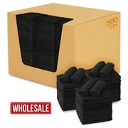 Lot of 500 Microfiber Cleaning Towels Bulk Wholesale 16" x 16" All Purpose for Household Car Auto Dusting Deatailing waxing Polishing and Drying  Black, 500 Pack, 16" x 16"