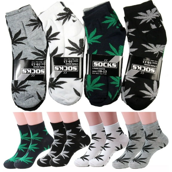 Lot 6-12 Pairs Mens Womens Leaf Weed Marijuana Cotton Ankle Casual Low Cut Socks