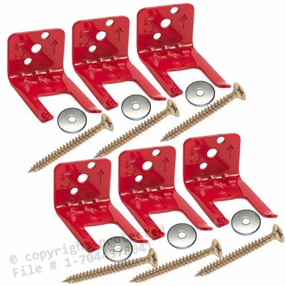 (Lot of 6) Fire Extinguisher Bracket, Wall Hook, Mount, Hanger, Universal from 5 to 13 Lb. Extinguishers, Universal for All Extinguishers with Valve Body Slots, NO Screws or WASHERS