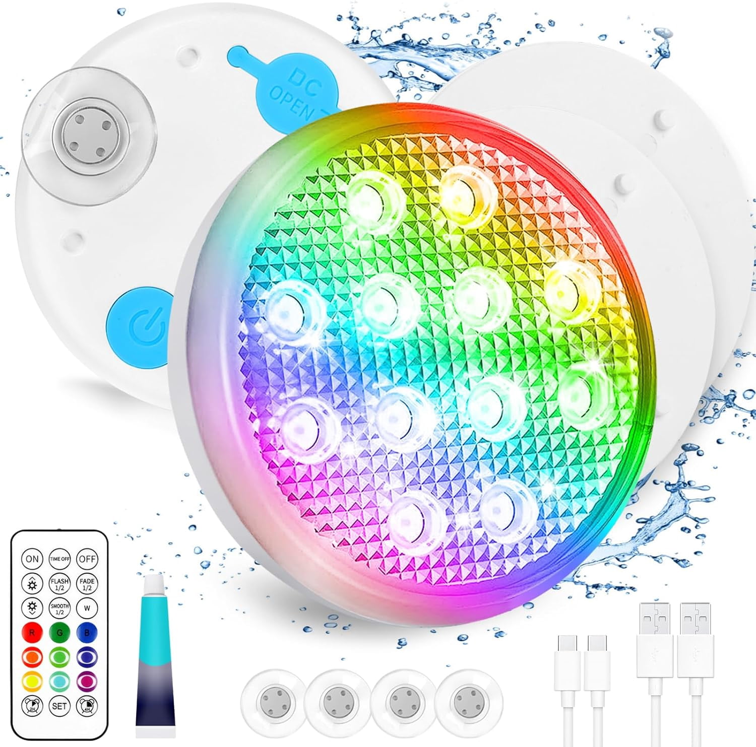 UKing 150W Jeux de Lumiere - Lyre LED RGBW Rotation Lumière de Scène - Lumière Laser & Stroboscopique Avec Télécommande Pack De 4 - TV Son Photo