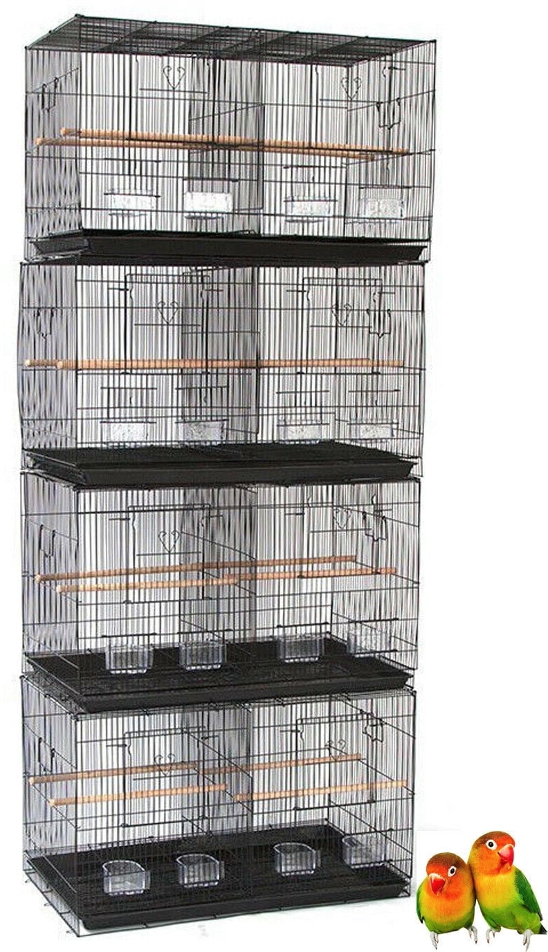 Lot of Four Large 30" Breeding Breeder Bird Flight Cages With Center Divider and Side Breeding Nest Door For Aviaries Canaries Budgies Parakeets Finches Parakeets Lovebirds
