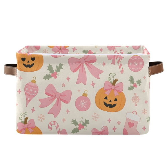 Lot Halloween Pumpkins Foldable Storage Large Fabric Storage Baskets Organizer Storage Bins with Handles for Home Office