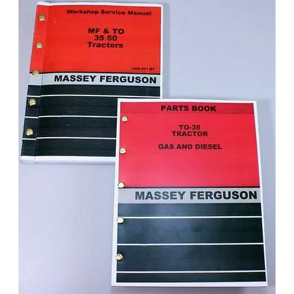 Lot Massey Ferguson To-35 Tractor Parts Book Service Repair Shop Manual Workshop