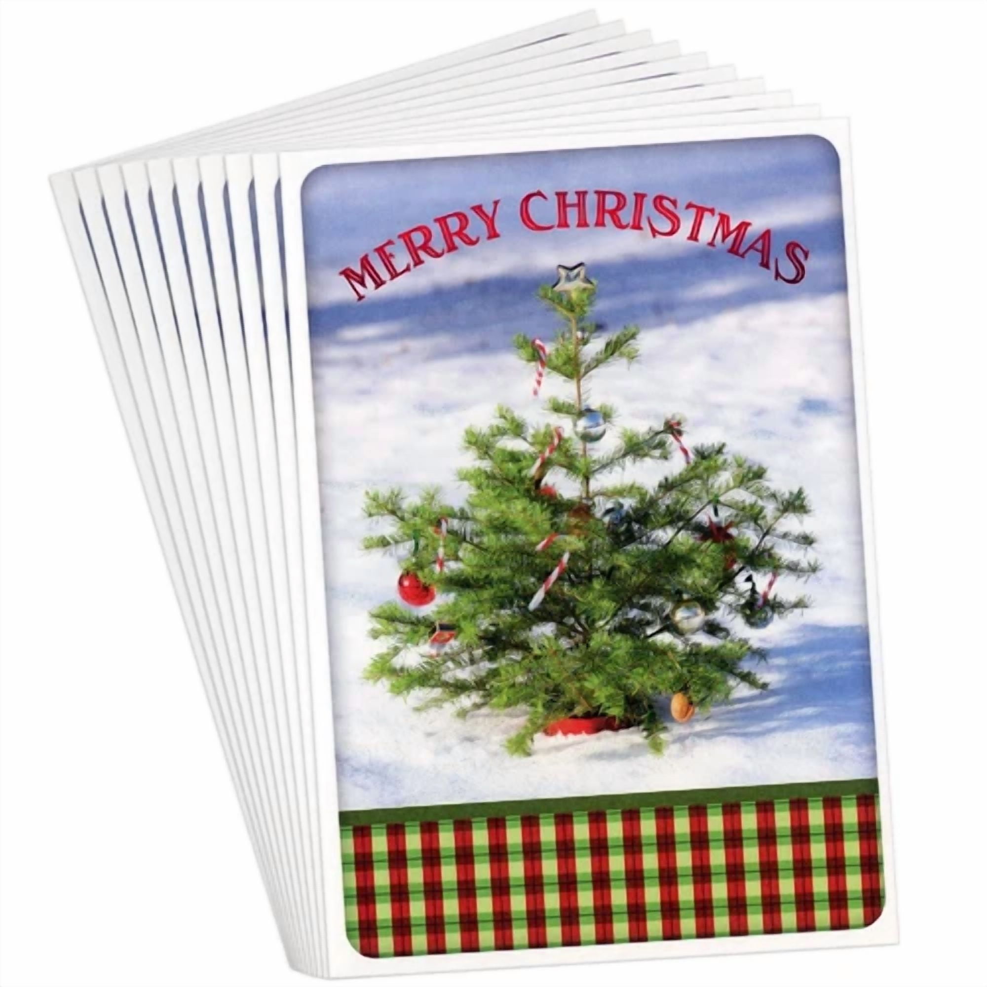 Lot Of 10 Hallmark Merry Christmas Cards + Envelopes, Winter Holiday Tree Hope