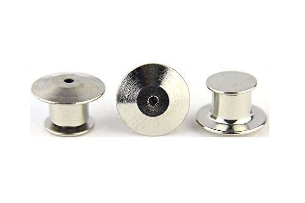 Lot Of 10 Locking Pin Backs No Tools Needed Silver Low Profile Military USA NEW