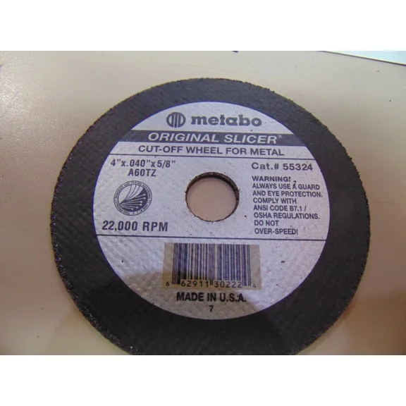 Lot Of 10 Metabo Cut Off Wheels P6077 4" X .040 X 5/8 Die Grinder