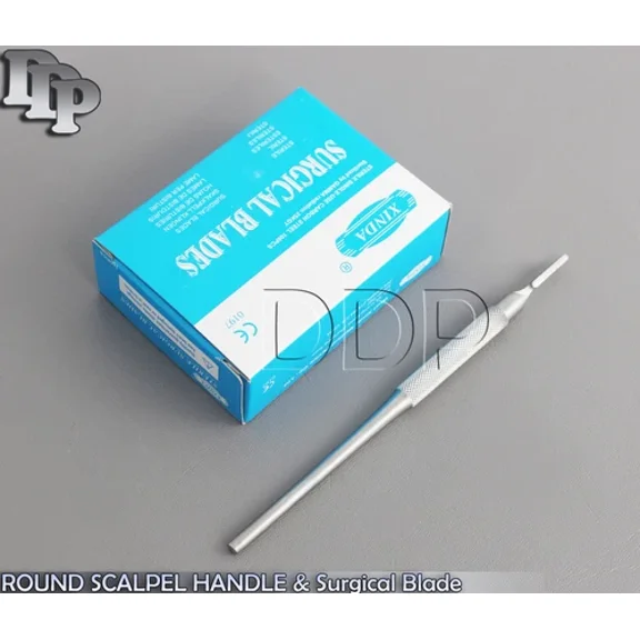 Lot Of 100 Scalpel Blades #11 + #3 Metal Round Suitable Handle For Dermaplaning