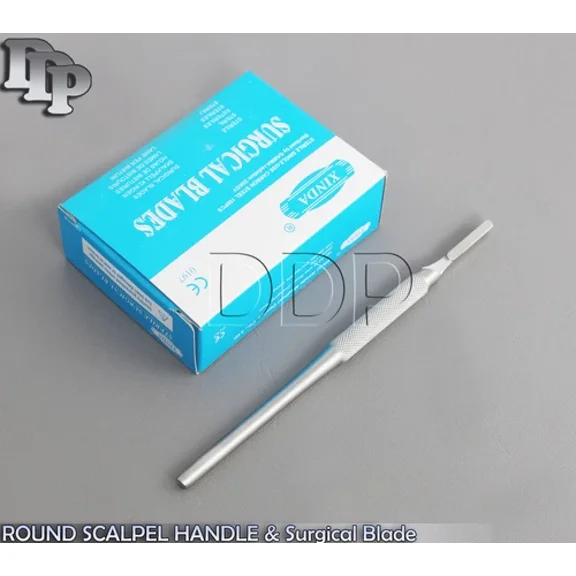 Lot Of 100 Scalpel Blades #21 + #4 Metal Round Suitable Handle For Dermaplaning