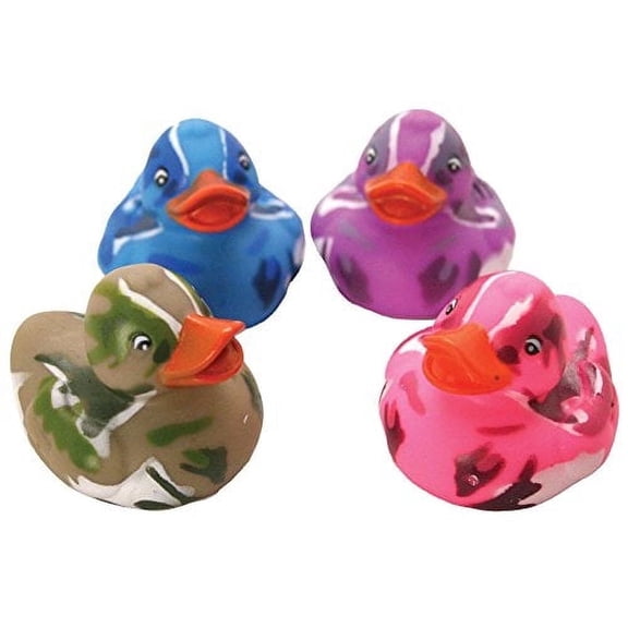 Rhode Island Novelty Camouflage Rubber Duckies, Assorted Colors, 12 Count Party Favor Duck Set