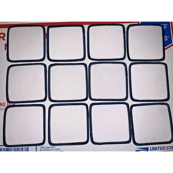 Lot Of 12 Blank 3" X 3" Cloth Patches Embroidered Patch White Navy Blue Border