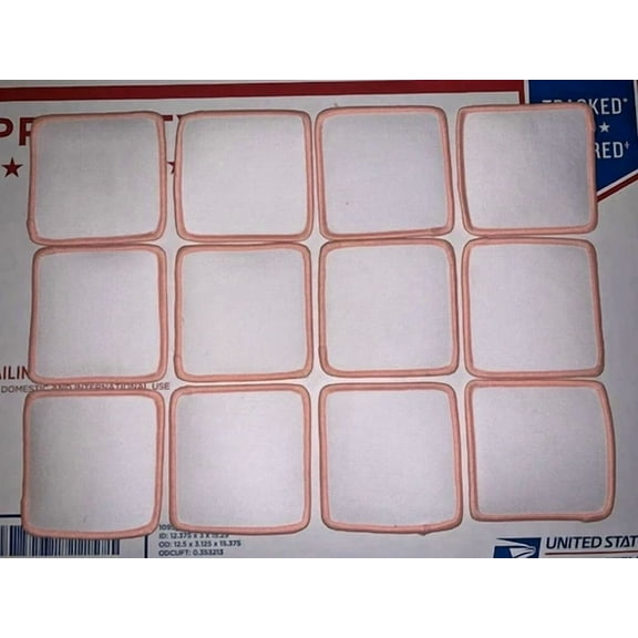 Lot Of 12 Blank 3" X 3" Cloth Patches Embroidered Patch White Pink Border Square