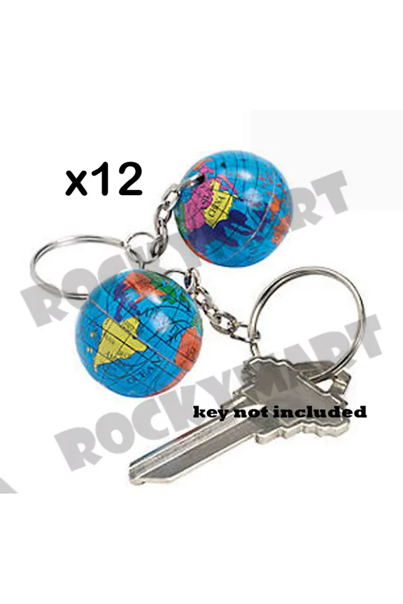 Lot Of 12 Globe World Key Chains Party Favors Earth Day Qty Discounts Free Gift