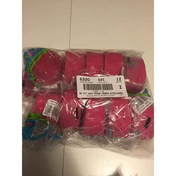 Lot Of 12~Hot Pink Crepe Paper Streamer - 81Ft Long Each - Party Decorations