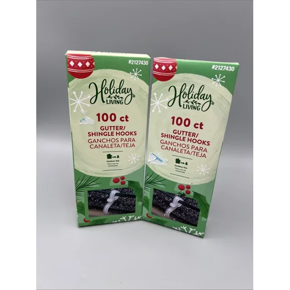 Lot Of 2! Holiday Living Gutter & Shingle Hooks. Outdoor Clips, 200 Total Hooks!