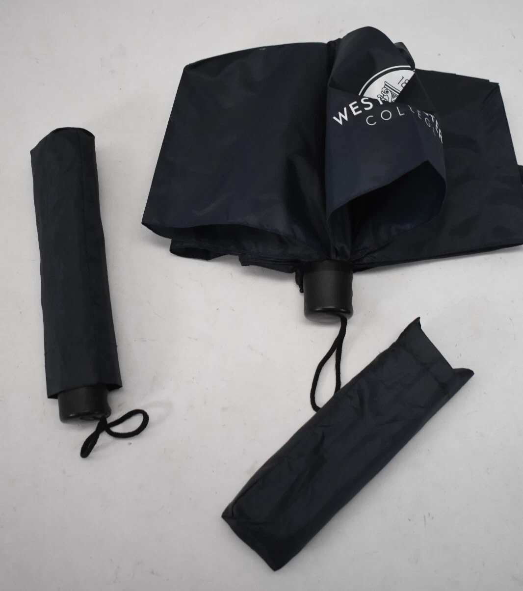 FORGE Lot Of 2 Navy Blue Mini Umbrellas College Branded Auto Open/Close 42" Arc