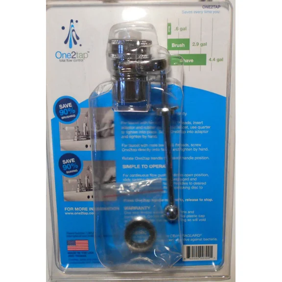 Lot Of 2 New One2Tap Flow Control Aerator Chrome Water Saving Sink Valves