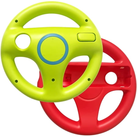Lot Of 2 Pack Racing Steering Wheel For Wii And Wii U Remote Controller Green+red