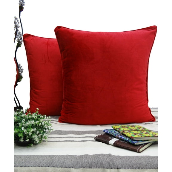 "Lot Of 2 Pcs Decorative Cushion Cover Home Decor Throw Pillow Velvet Case 25" X 25""