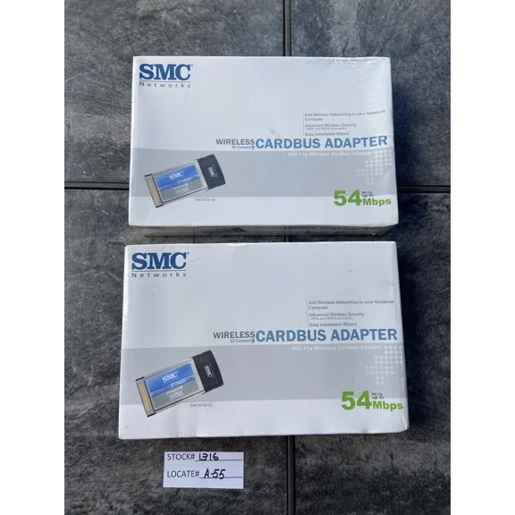 Lot Of 2-Smc Wireless Ez Connect Cardbus Adapter 802.11G 54Mbps, New *Free S&H*