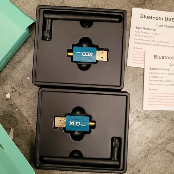 BUTTERFLY- Lot Of 2 Xdo Bt802 Long Range Usb Bluetooth Adapter Pc Class 1 5.1+Edr