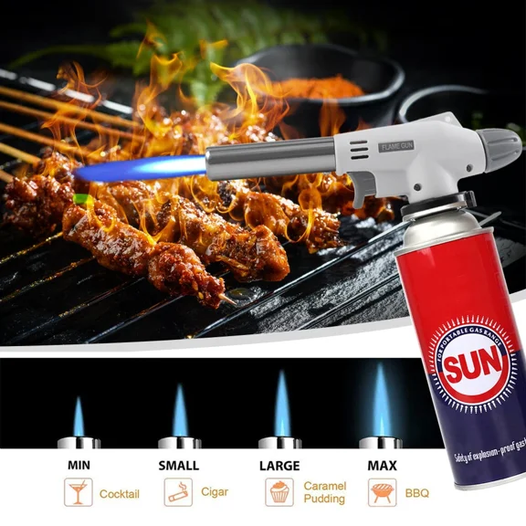 Lot Of 2X Flame Gun Kitchen Camping Bbq Gas Torch Welding Lighter Butane Burner