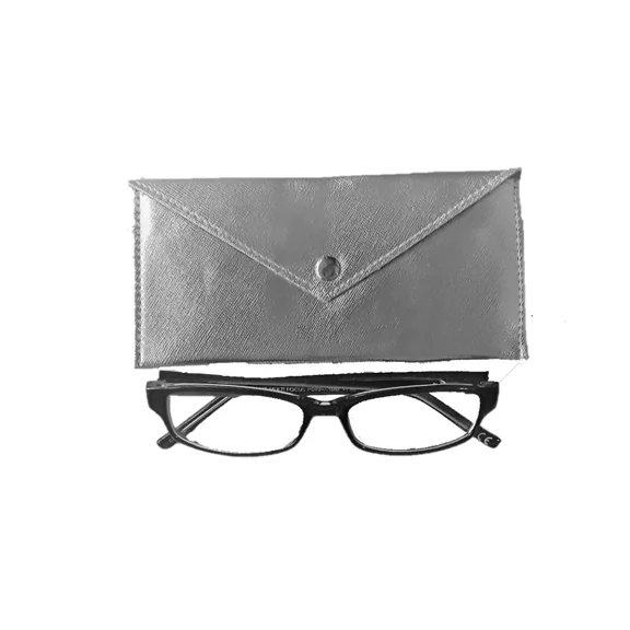 Lot Of 3 Foster Grant Modera Eyeglasses Case Metallic Silver W. Cleaning Cloth