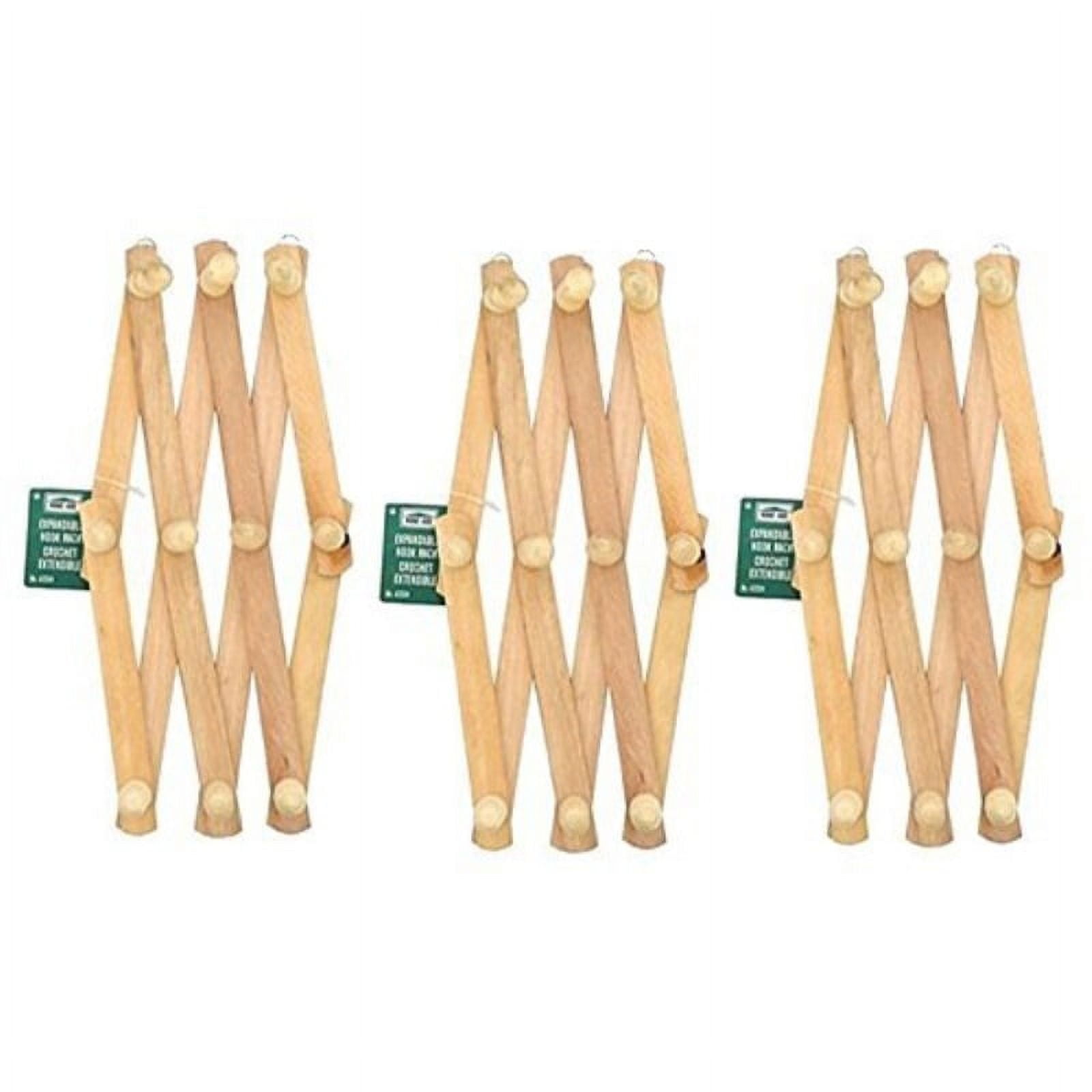 Lot Of 3 HomeAide Expandable Hook Wood Wall Peg Rack Wooden