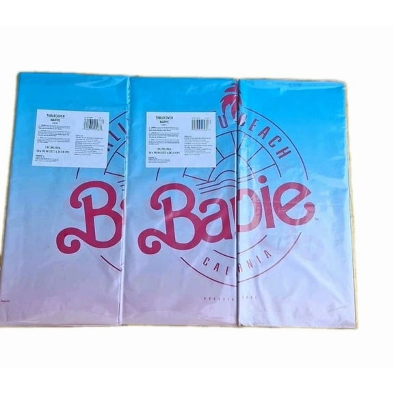 Lot Of 3 Malibu Barbie Pink Tablecover 54X96 Birthday Party Decor New (B68)